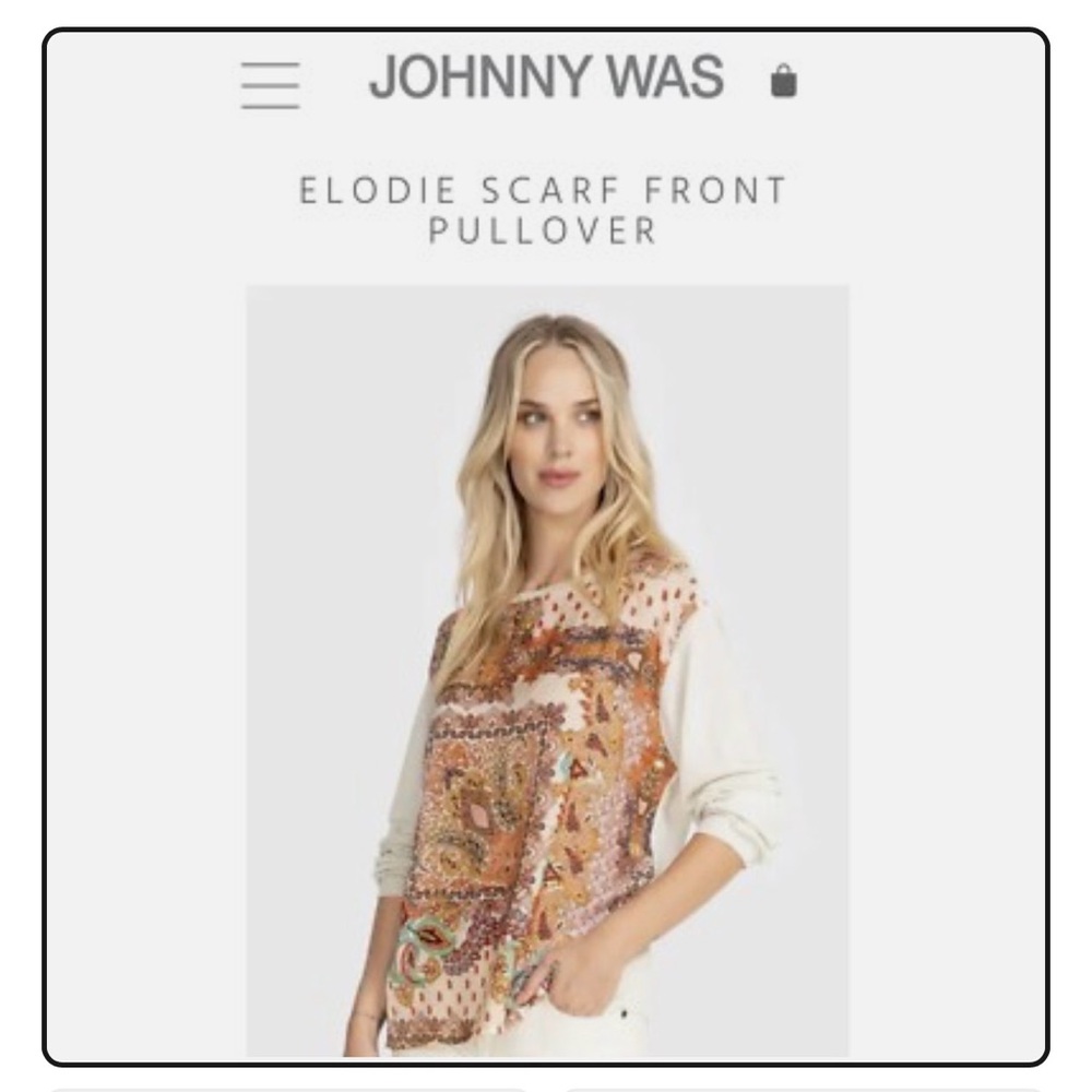 Johnny Was Multicolor Scarf Print Pullover